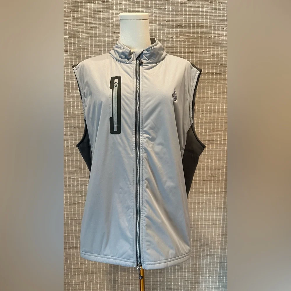 Peter Millar Gray Sleeveless Zip-Up Vest with SPCC Logo